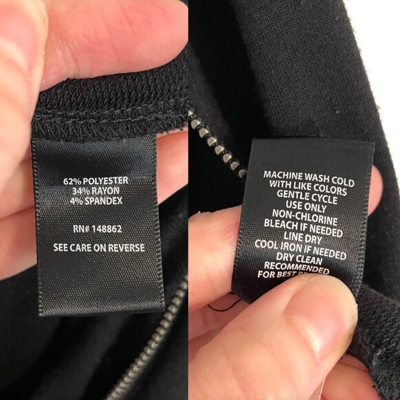 TORRID 1 Plus Size Black Terry Zip Front Hooded Jumpsuit Long Sleeve Cropped 1X - Picture 11 of 16